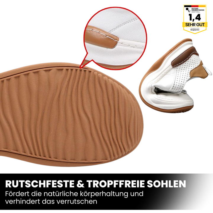 Dames ergonomische leren schoenen in een stijlvolle groene kleur, geschikt voor actieve dagen.