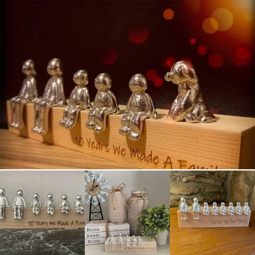 Elegante familie sculptuur van kunsthars, symbool voor eeuwige familieband. Perfecte huisdecoratie.