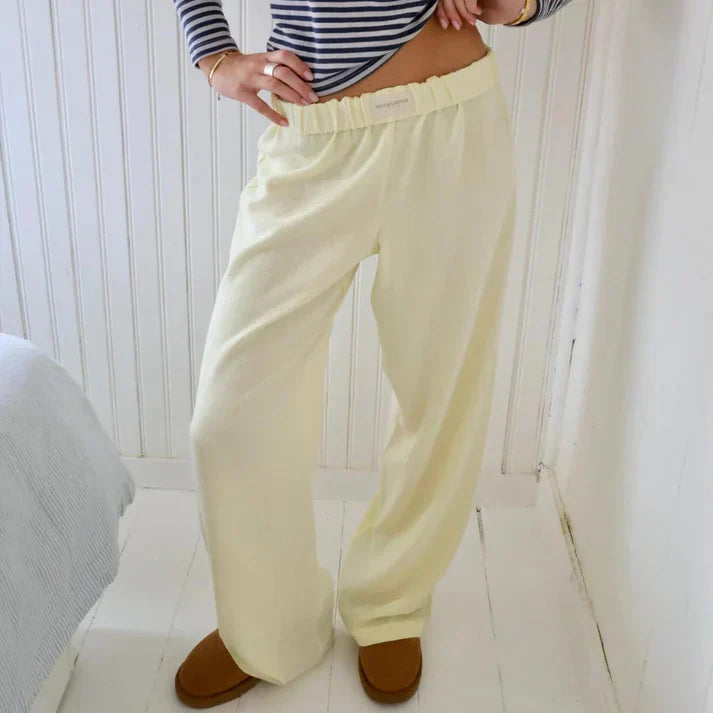 Lila linnen broek Veronica voor dames, een modieuze keuze voor elke dag.
