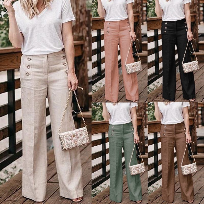 Elegante GerdasPants linnen damesbroek met wijde pijpen en hoge taille, perfect voor zomerse casual looks.