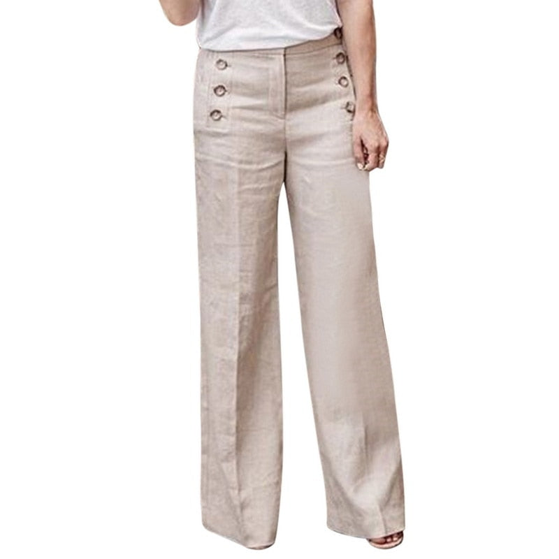 Comfortabele GerdasPants linnen damesbroek met wijde pijpen, ademend en ideaal voor de zomer.