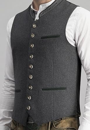 Elegant grijs traditioneel heren vest, klassiek ontwerp, hoogwaardig materiaal, veelzijdig te combineren voor feestelijke gelegenheden.