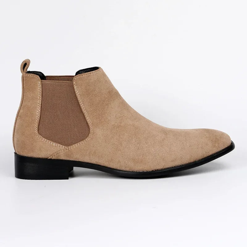 Elegante heren Chelsea laarzen met elastische zijkanten en treklus, bruin en stijlvol, perfect voor elke gelegenheid.
