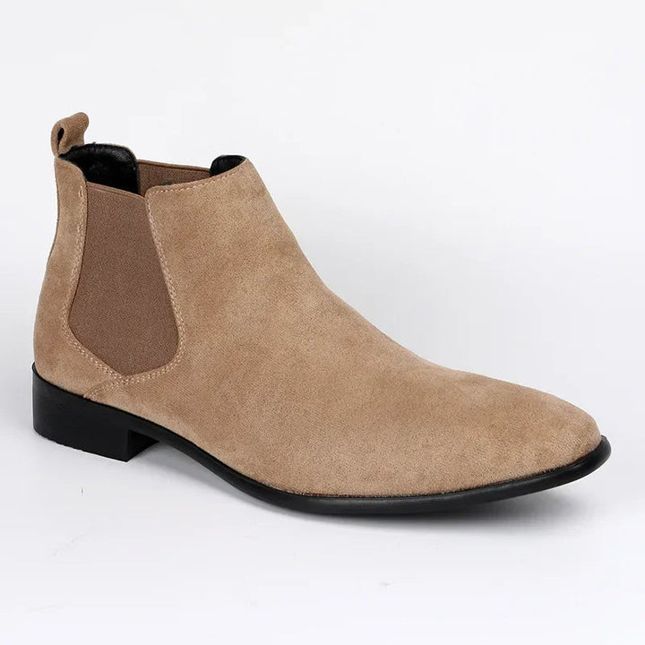 Elegante heren Chelsea laarzen met elastische zijkanten en treklus, bruin en stijlvol, perfect voor elke gelegenheid.
