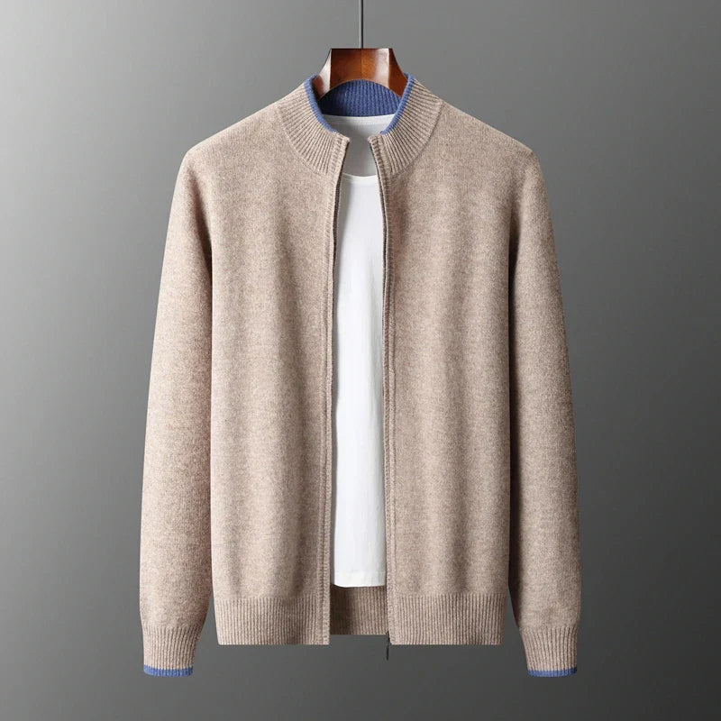 Heren kasjmier trui met rits voor een elegante look in de wintermaanden