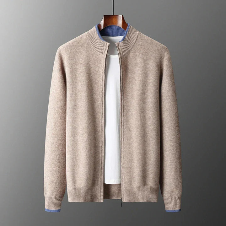 Heren kasjmier trui met rits voor een elegante look in de wintermaanden