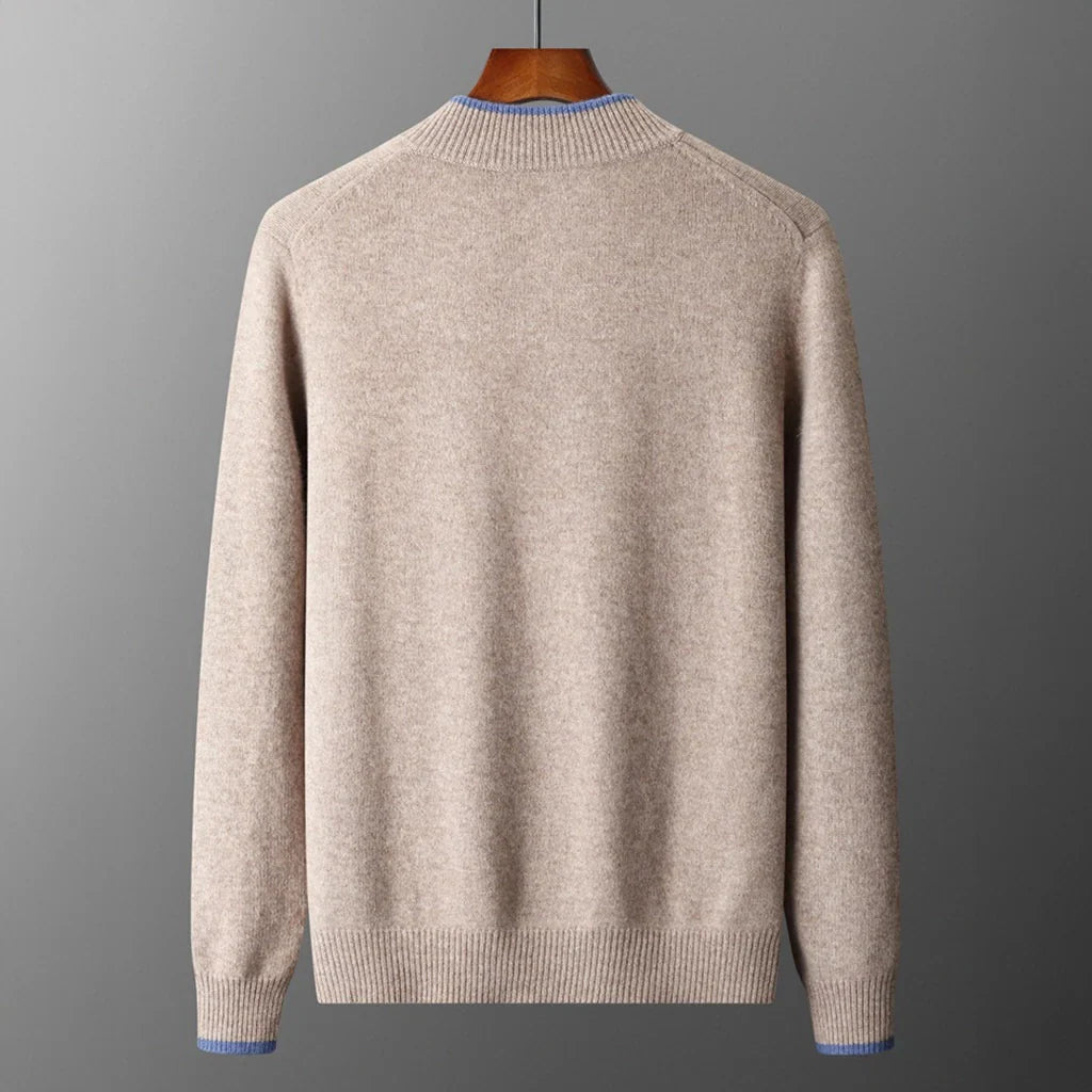Heren kasjmier trui met rits voor een elegante look in de wintermaanden