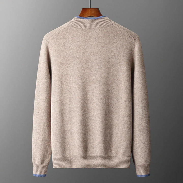 Heren kasjmier trui met rits voor een elegante look in de wintermaanden