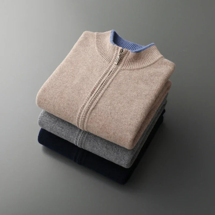 Heren kasjmier trui met rits voor een elegante look in de wintermaanden