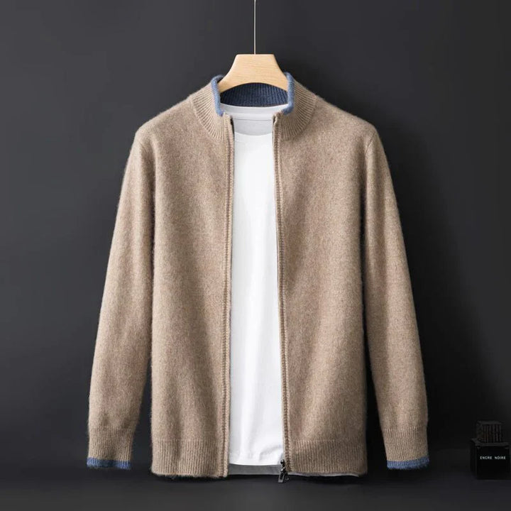 Heren kasjmier trui met rits voor een elegante look in de wintermaanden