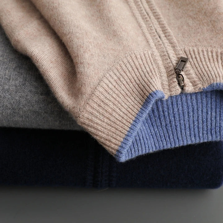 Heren kasjmier trui met rits voor een elegante look in de wintermaanden