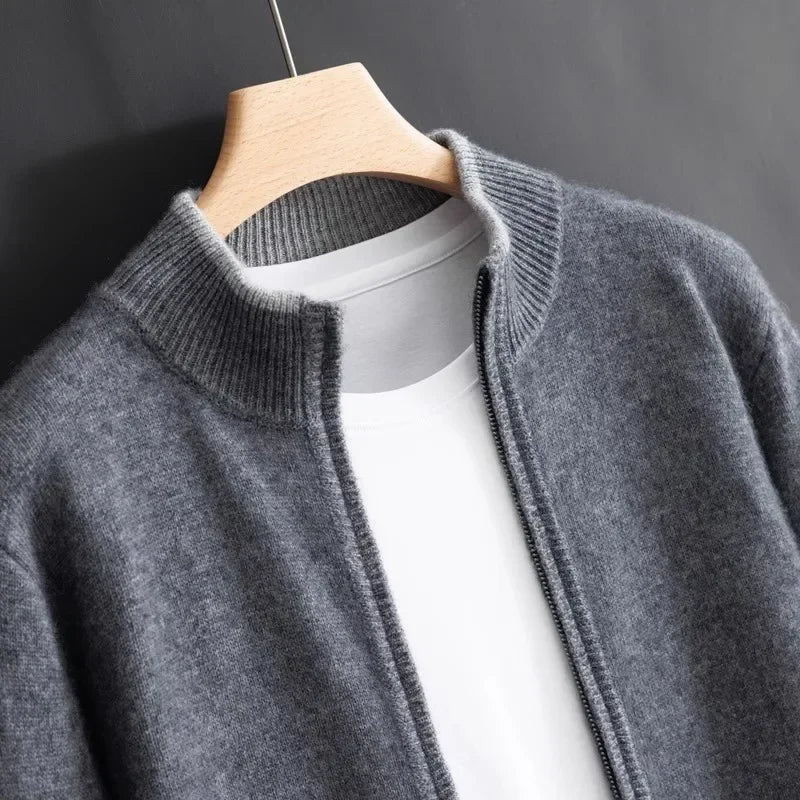 Heren kasjmier trui met rits voor een elegante look in de wintermaanden