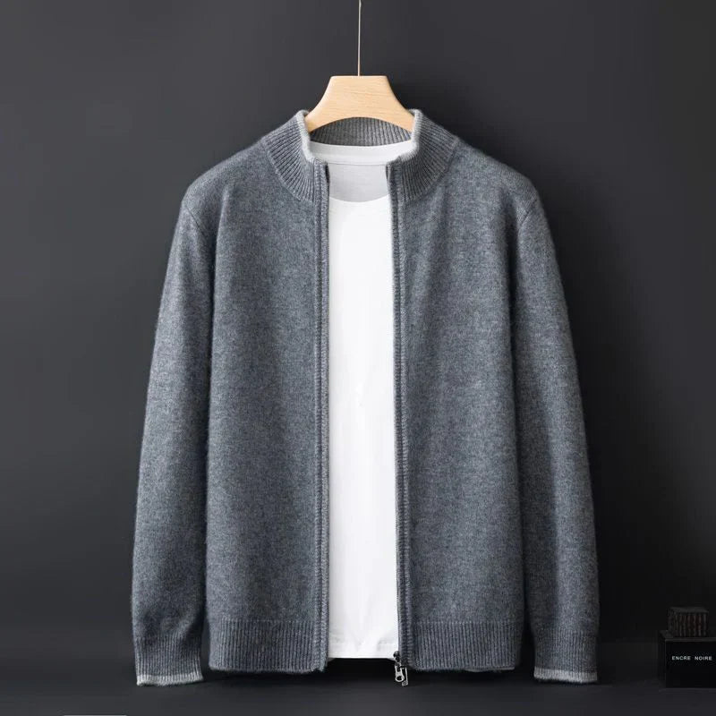 Heren kasjmier trui met rits voor een elegante look in de wintermaanden