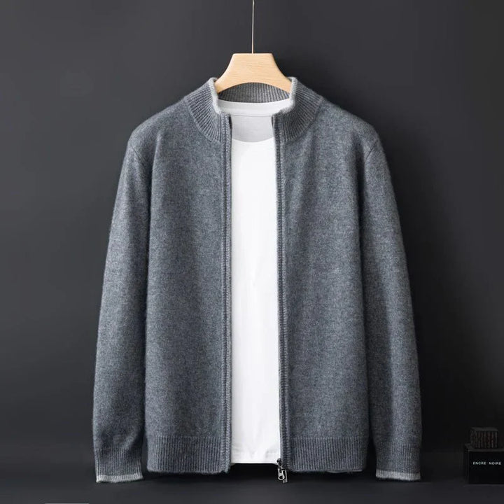 Heren kasjmier trui met rits voor een elegante look in de wintermaanden