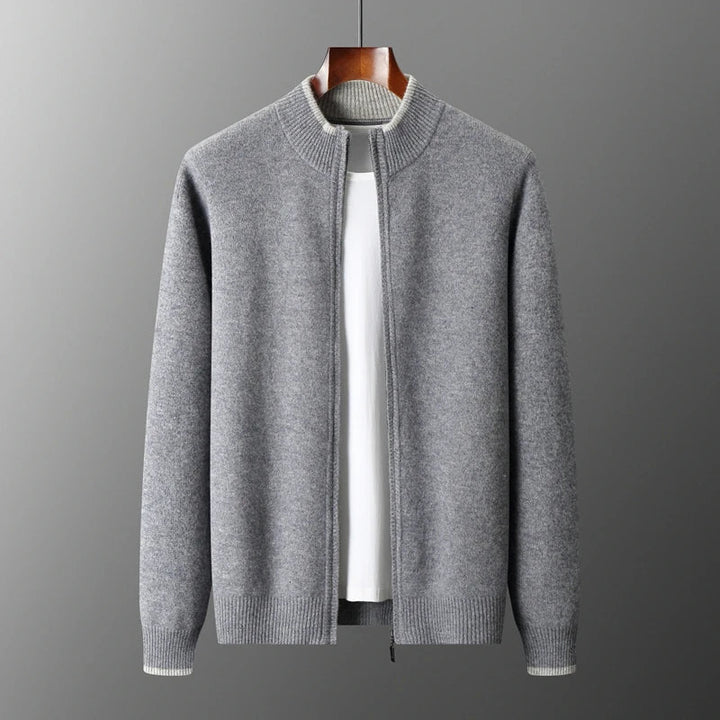 Heren kasjmier trui met rits voor een elegante look in de wintermaanden