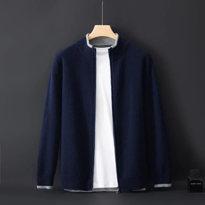 Heren kasjmier trui met rits voor een elegante look in de wintermaanden