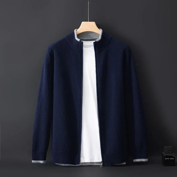 Heren kasjmier trui met rits voor een elegante look in de wintermaanden