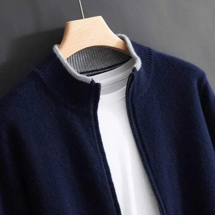 Heren kasjmier trui met rits voor een elegante look in de wintermaanden