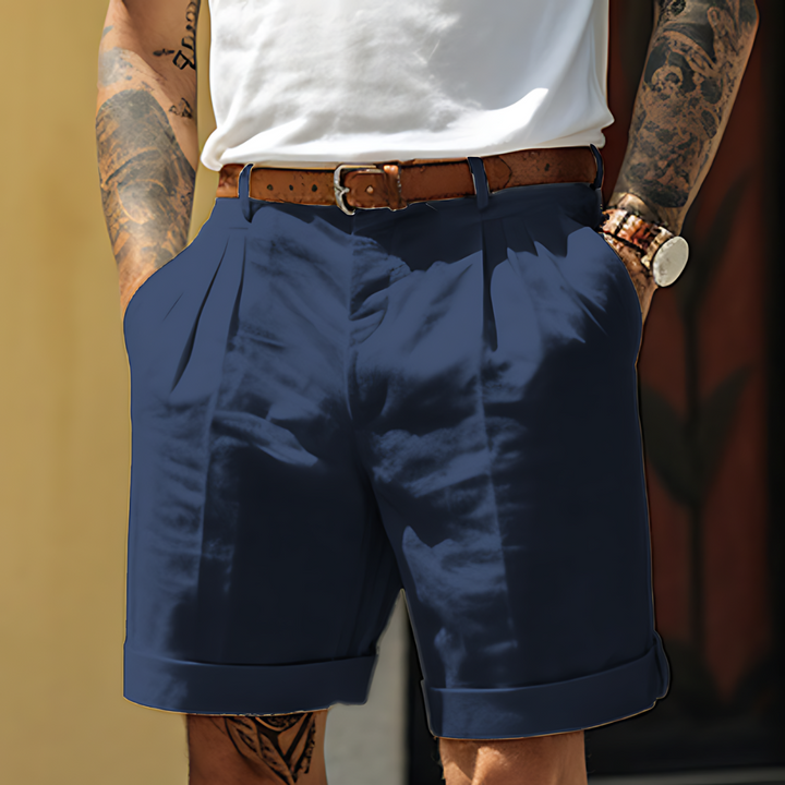 Stijlvolle heren casual katoenen shorts met losse pasvorm, knoopsluiting en zakken, ideaal voor vrije tijd en kantoor.