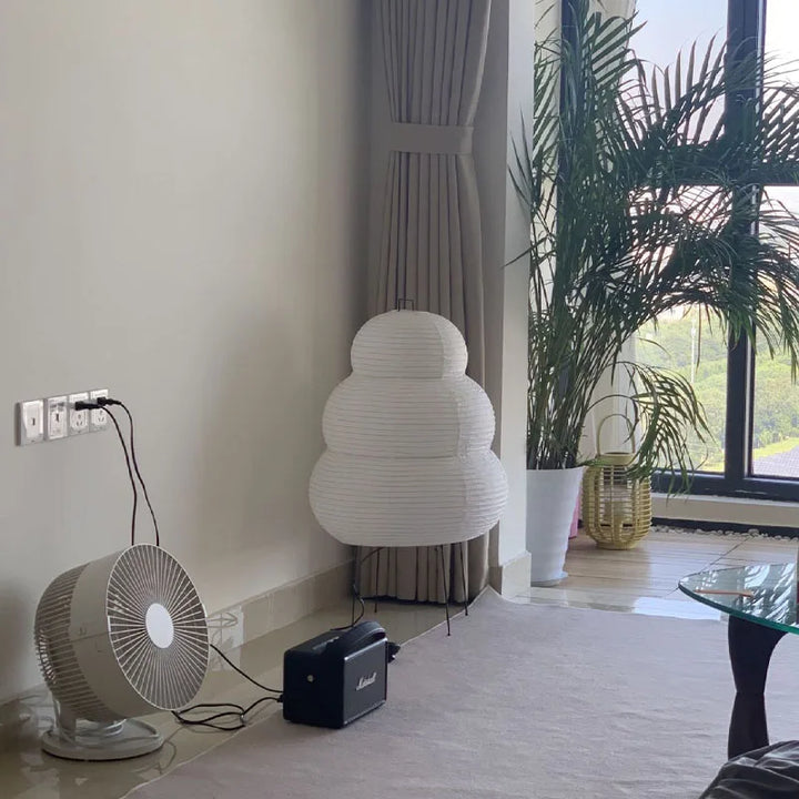 Elegante rijstpapier tafellamp met dimbaar LED-licht, ideaal voor kantoor of woonkamer, zachte, warme sfeer
