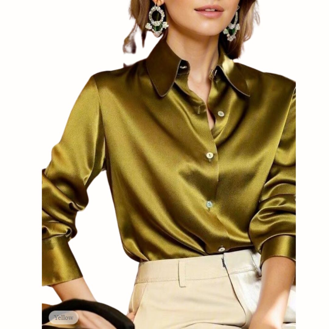 Luxe satijnen damesblouse Elara, een elegante kleding top met een verfijnde uitstraling voor elke modebewuste vrouw.