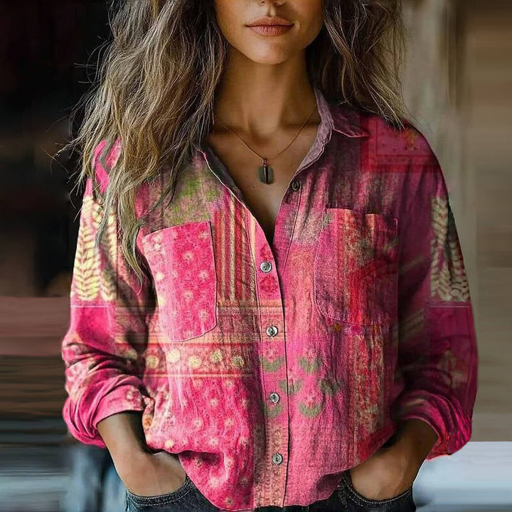 Elegante vintage damesblouse in crèmekleur, flatteuze snit, veelzijdig voor zakelijk en vrije tijd, ademend.