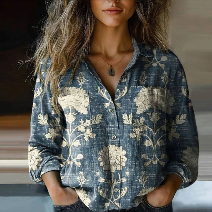 Elegante vintage damesblouse in crèmekleur, flatteuze snit, veelzijdig voor zakelijk en vrije tijd, ademend.