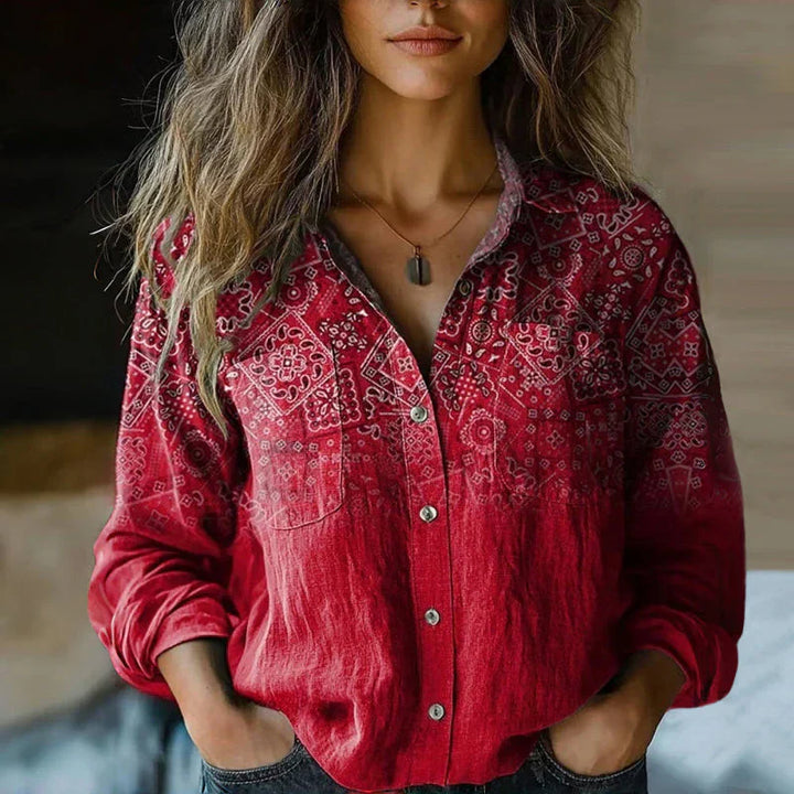Elegante vintage damesblouse in crèmekleur, flatteuze snit, veelzijdig voor zakelijk en vrije tijd, ademend.