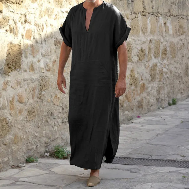 Elegante witte Djellaba met V-hals, comfortabele dames loungewear van zachte stof voor stijlvolle gelegenheden.