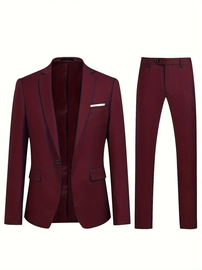 Elegant blauw herenkostuum met zakelijke blazer en broek, ideaal voor formele gelegenheden en moderne heren.