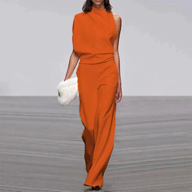 Elegante damesjumpsuit voor de zomer, mouwloos, wijde pijpen, zwierig ontwerp, in effen kleur, ideaal voor elke gelegenheid