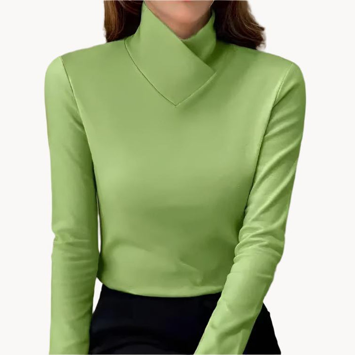 Elegante dames coltrui van zachte wol, grijs, figuurflatterend, ideaal voor koude dagen, veelzijdig te combineren.