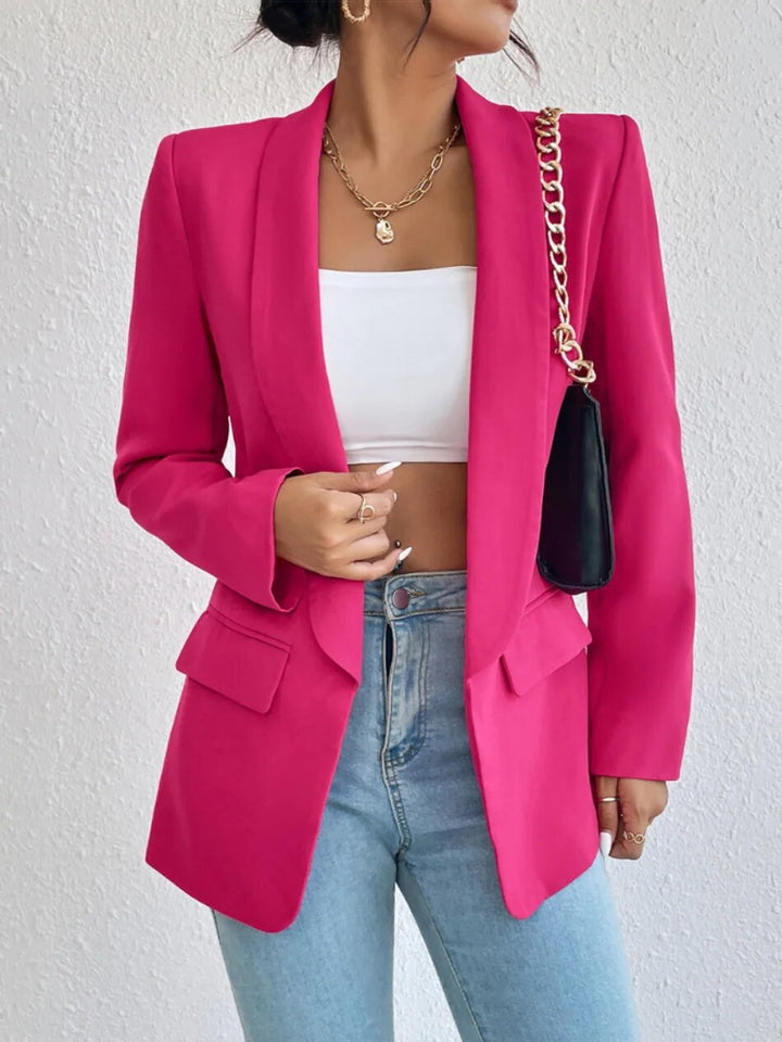 Elegante damesblazer met reverskraag, knoopsluiting in diverse kleuren. Ideaal voor zowel formele als informele gelegenheden.