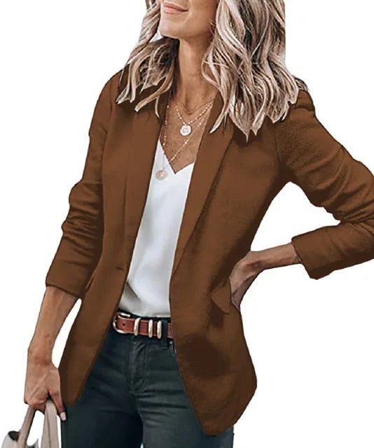 Elegante damesblazer in zwart voor lente en zomer, comfortabel, veelzijdig, stijlvol, lichtgewicht, ademend, figuurflatterend.