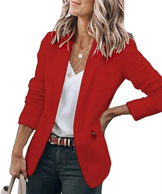 Elegante damesblazer in zwart voor lente en zomer, comfortabel, veelzijdig, stijlvol, lichtgewicht, ademend, figuurflatterend.