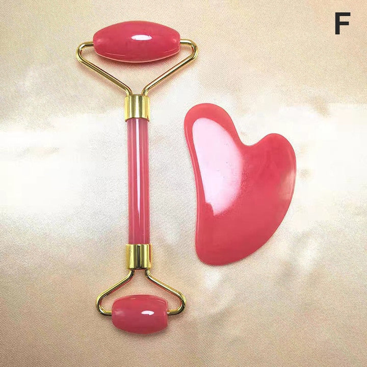 Set met gezichtsroller en massageschraper