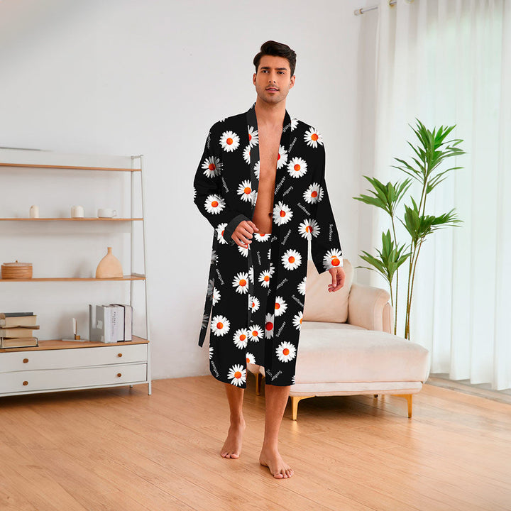 Heren Kimono met modern geometrisch patroon en riem, ideaal voor comfort en stijl, thuis of in de spa