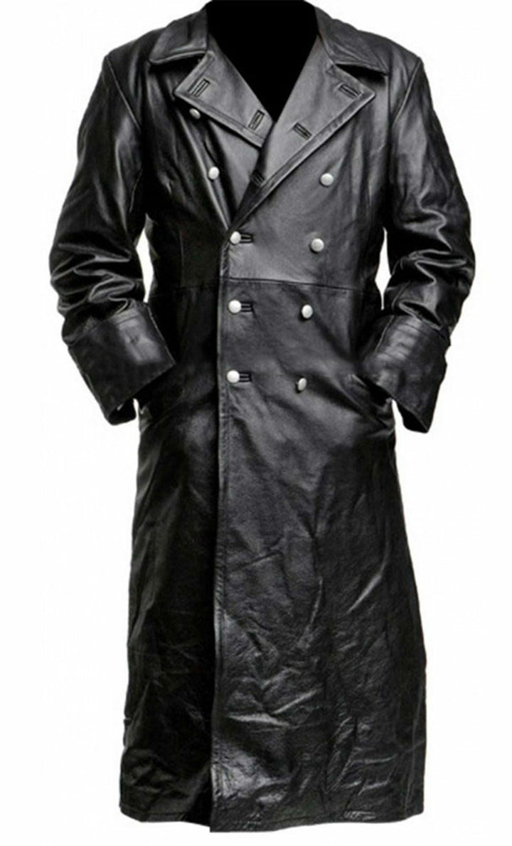 Klassieke zwarte heren trenchcoat, stijlvol en robuust design