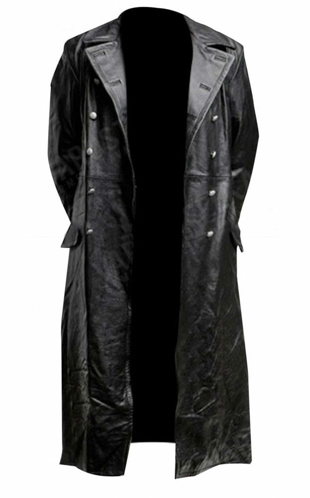 Klassieke zwarte heren trenchcoat, stijlvol en robuust design