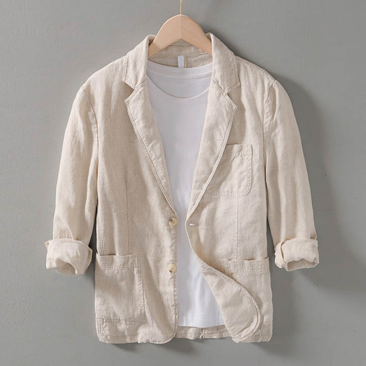 Felix Heren Linnen Blazer - elegant, kreukbestendig, ademend, vooraanzicht