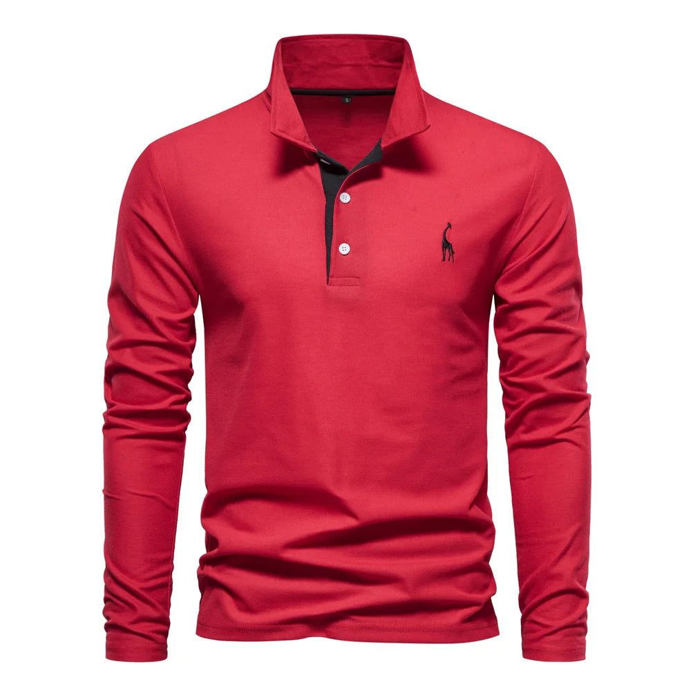 Heren polo trui met lange mouwen, elegante comfortabele stijl