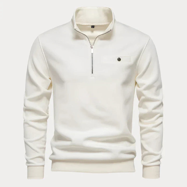 Stijlvolle grijze heren coltrui met hoge kraag, ideaal voor comfort op koele dagen. Perfect voor een casual look.