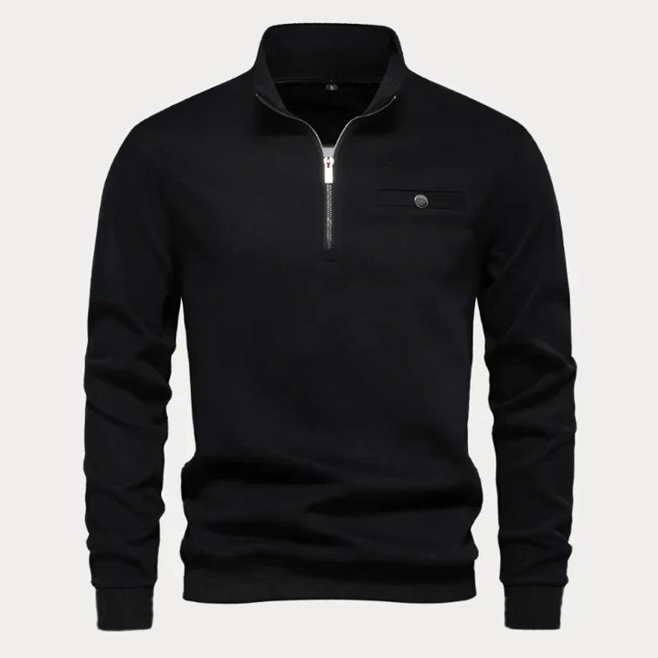 Stijlvolle grijze heren coltrui met hoge kraag, ideaal voor comfort op koele dagen. Perfect voor een casual look.