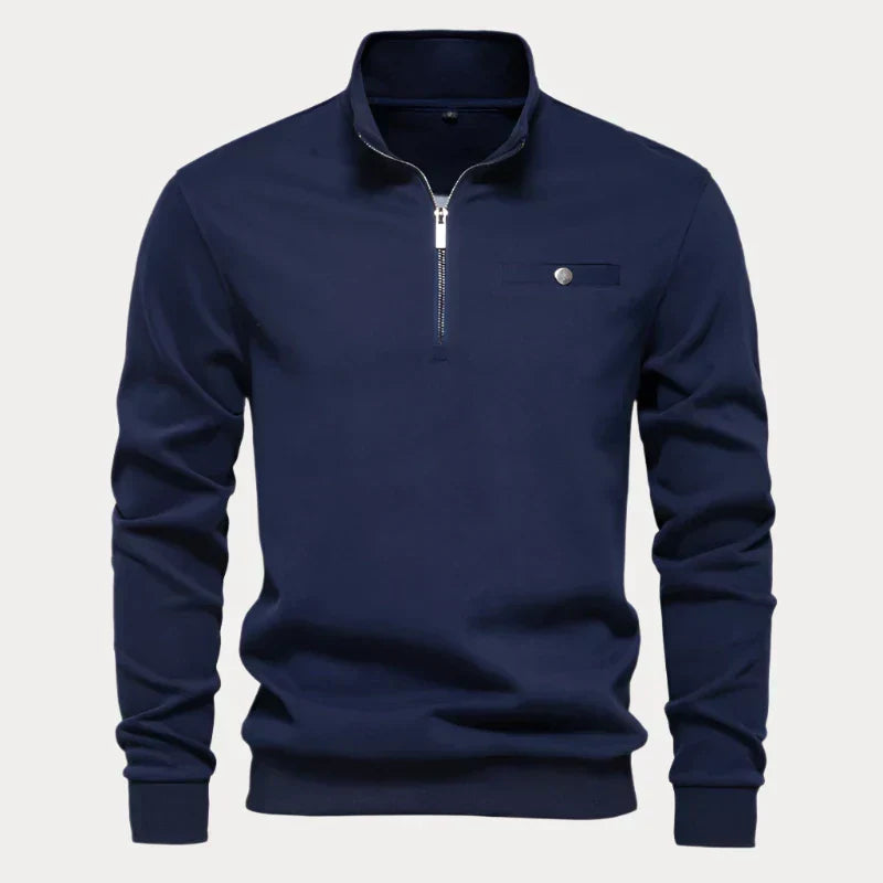 Stijlvolle grijze heren coltrui met hoge kraag, ideaal voor comfort op koele dagen. Perfect voor een casual look.