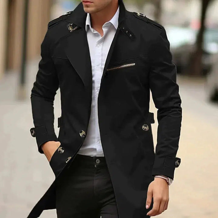 Elegante herentrenchcoat in beige, tijdloos design, van hoogwaardige stoffen, perfect voor de lente en veelzijdige looks.