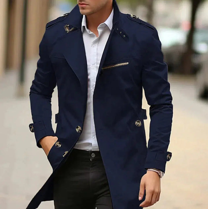 Elegante herentrenchcoat in beige, tijdloos design, van hoogwaardige stoffen, perfect voor de lente en veelzijdige looks.