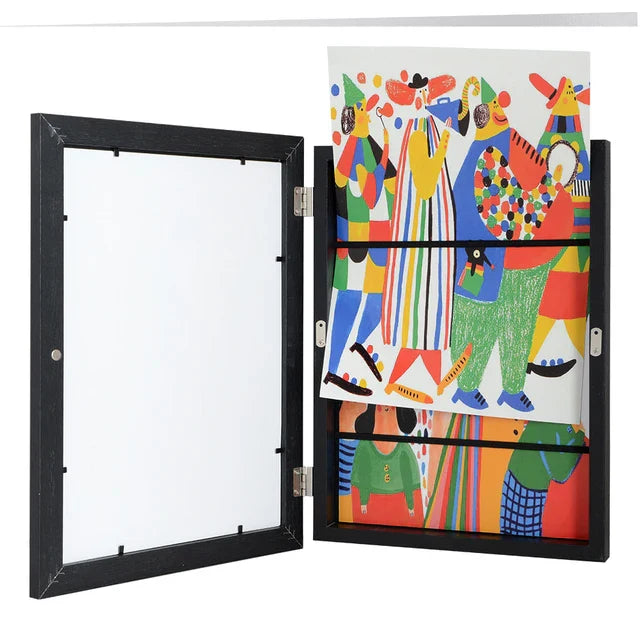 Elegante kinderfotolijst met ruimte voor 150 tekeningen, modern design, eenvoudig te verwisselen, perfect voor kunstwerken.