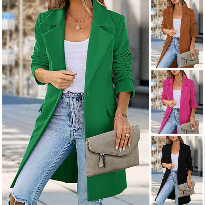 Elegante lange damesjas met open design in een warme en stijlvolle uitvoering, ideaal voor koude dagen. Een perfecte combinatie van comfort en mode.