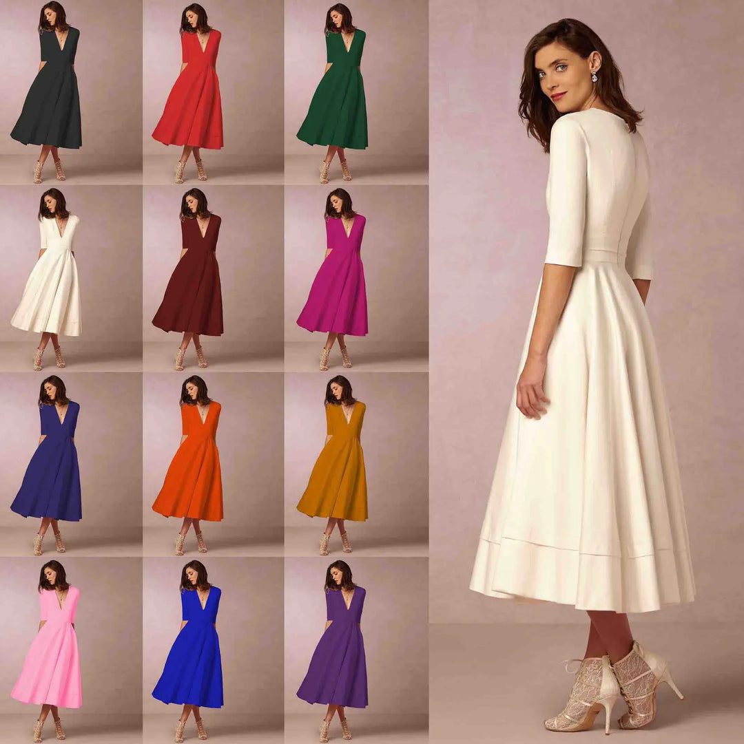 Elegante mouwloze prinsessenjurk voor dames in diverse kleuren, met een klassiek silhouet, perfect voor elke gelegenheid.