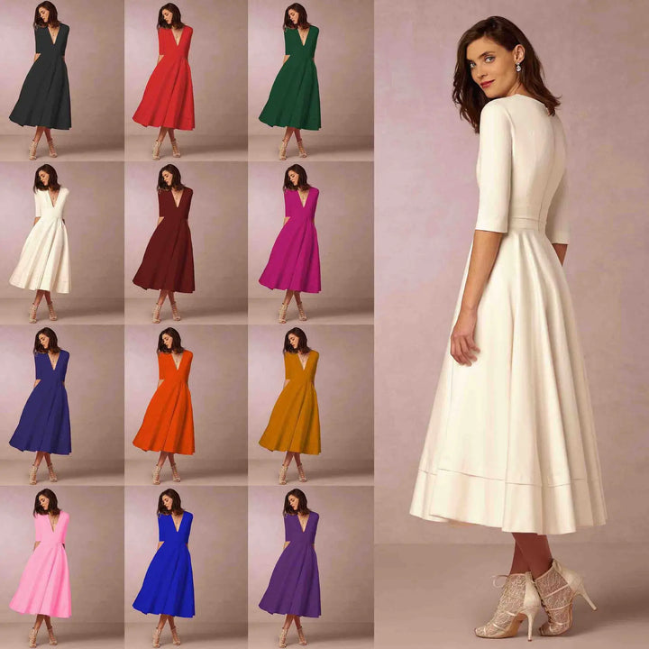 Elegante mouwloze prinsessenjurk voor dames in diverse kleuren, met een klassiek silhouet, perfect voor elke gelegenheid.